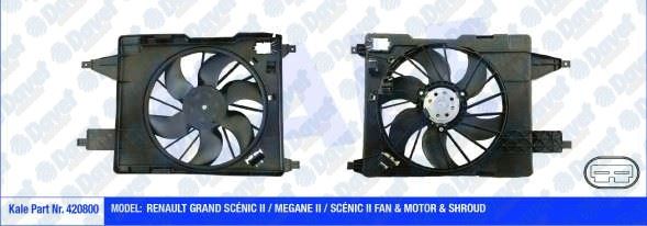 KALE 420800 Fan Motoru Renault Grand Scénic Ii / Megane Ii / Scénic Ii (190w 380mm) (Fan-Motor-Davlumbaz)